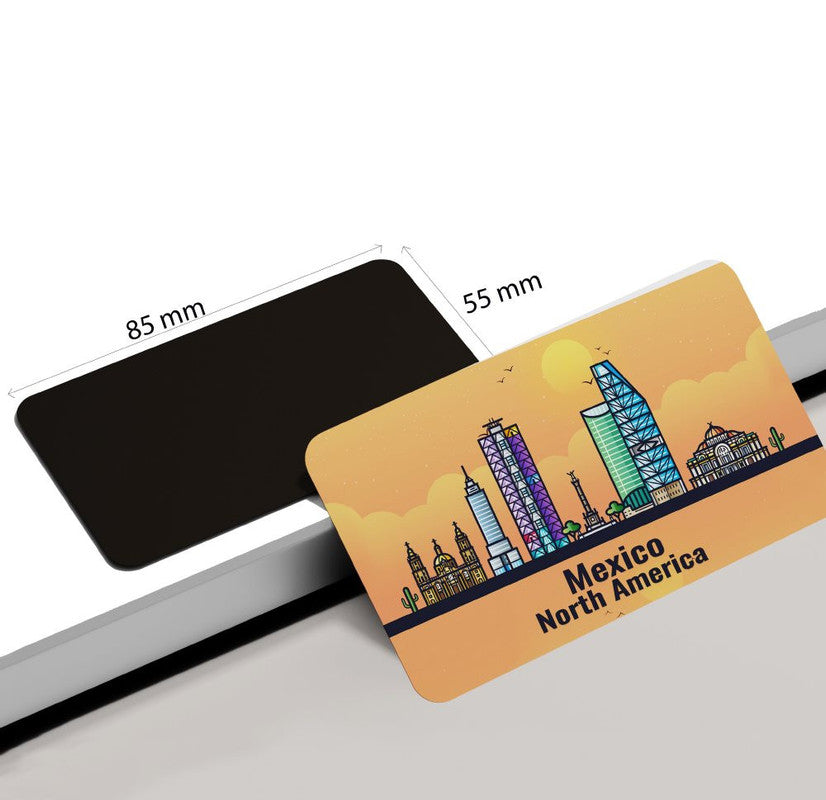 dhcrafts Rectangular Rubber Fridge Magnet / Magnetic Card Orange North America Mexico Design Pack of 1 (8.6cm x 5.4cm)