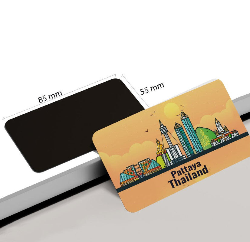 dhcrafts Rectangular Rubber Fridge Magnet / Magnetic Card Orange Thailand Pattaya Design Pack of 1 (8.6cm x 5.4cm)