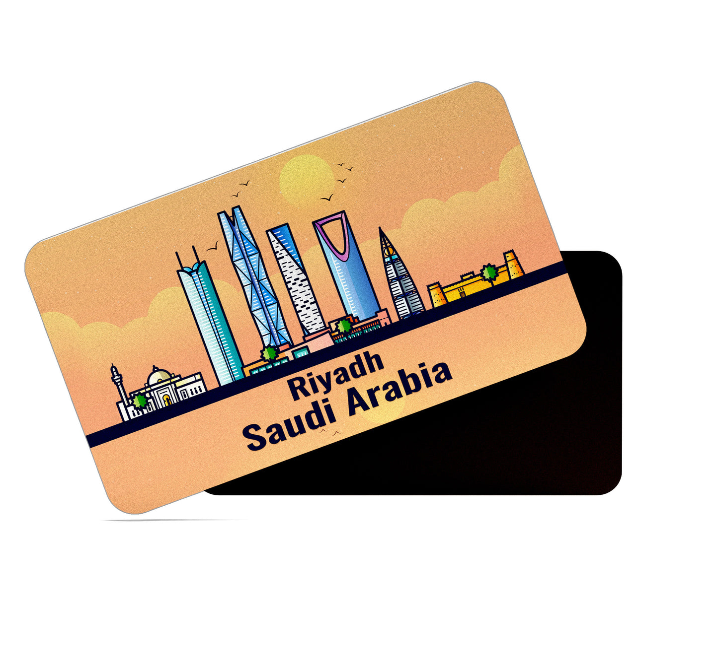 dhcrafts Rectangular Fridge Magnet Orange Saudi Arabia Riyadh Design Pack of 1 (8.6cm x 5.4cm)