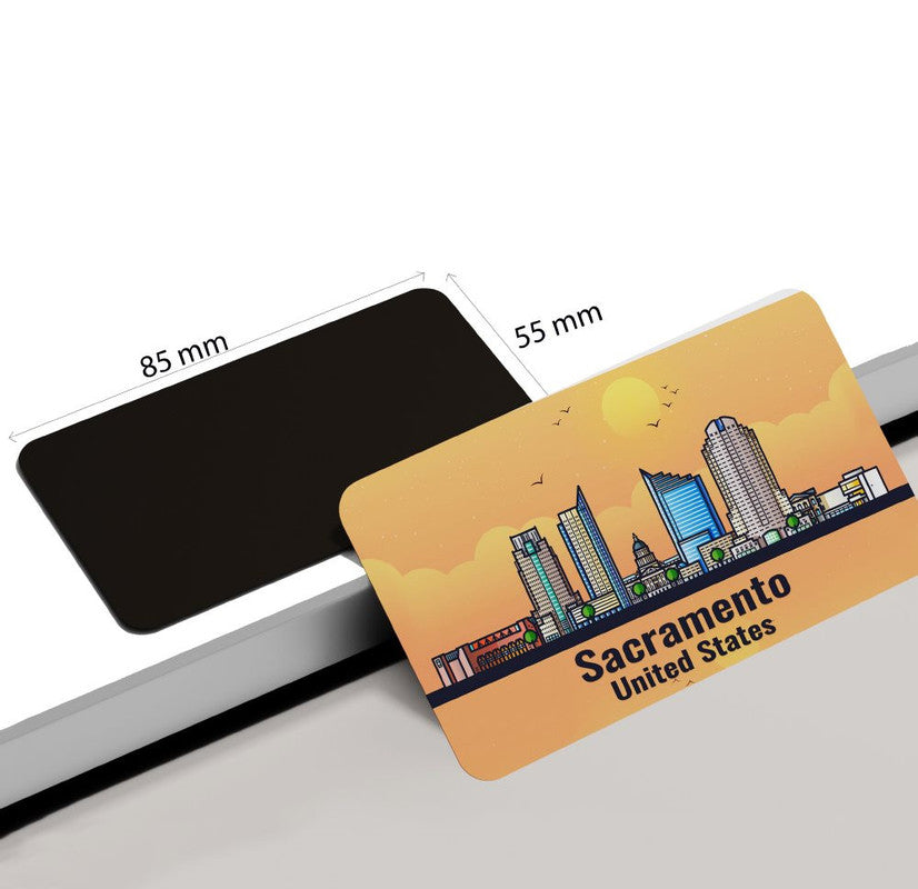 dhcrafts Rectangular Rubber Fridge Magnet / Magnetic Card Orange United States Sacramento Design Pack of 1 (8.6cm x 5.4cm)