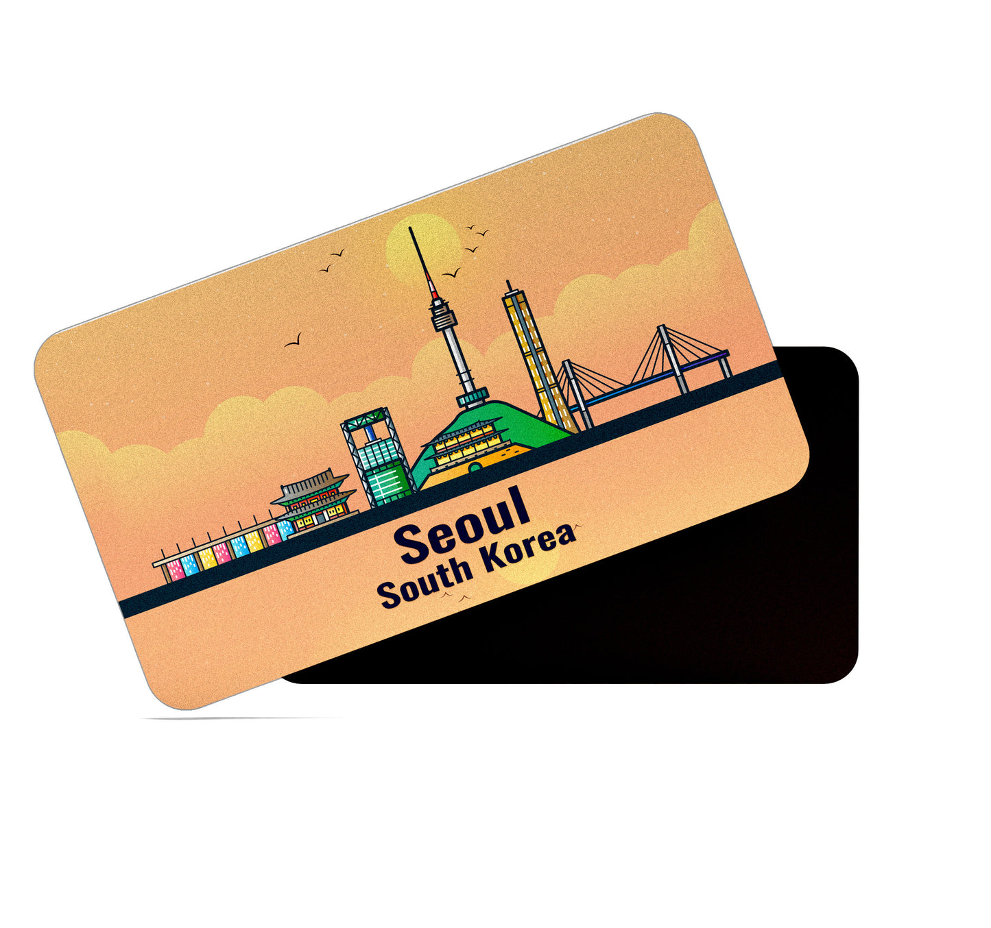 dhcrafts Rectangular Fridge Magnet Orange South Korea Seoul Design Pack of 1 (8.6cm x 5.4cm)