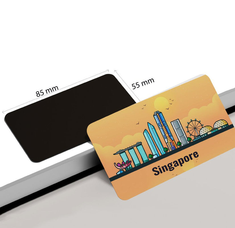 dhcrafts Rectangular Rubber Fridge Magnet / Magnetic Card Orange Singapore Singapore Design Pack of 1 (8.6cm x 5.4cm)