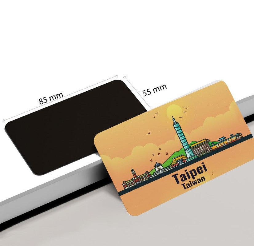 dhcrafts Rectangular Rubber Fridge Magnet / Magnetic Card Orange Taiwan Taipei Design Pack of 1 (8.6cm x 5.4cm)
