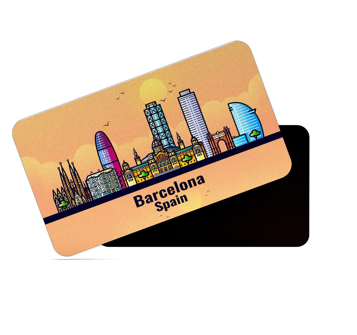 dhcrafts Rectangular Fridge Magnet Orange Spain Barcelona Design Pack of 1 (8.6cm x 5.4cm)