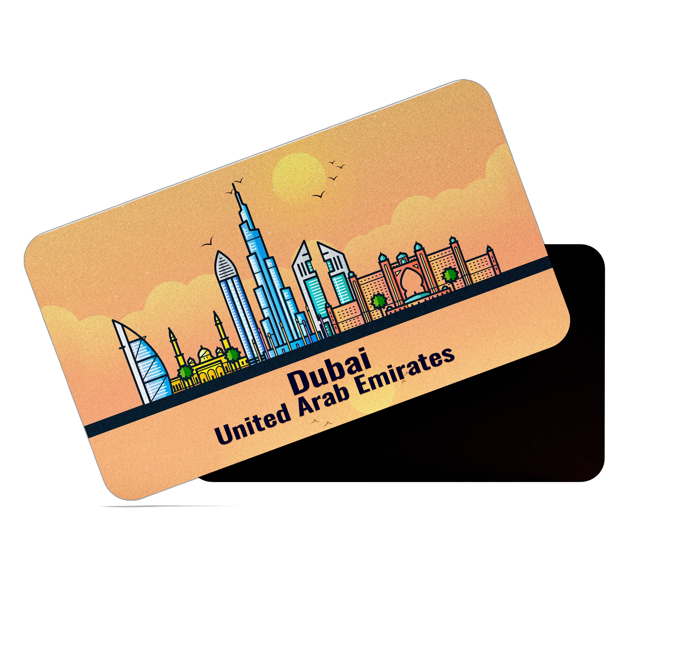 dhcrafts Rectangular Fridge Magnet Orange United Arab Emirates Dubai Design Pack of 1 (8.6cm x 5.4cm)