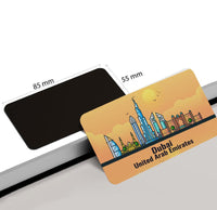 dhcrafts Rectangular Rubber Fridge Magnet / Magnetic Card Orange United Arab Emirates Dubai Design Pack of 1 (8.6cm x 5.4cm)