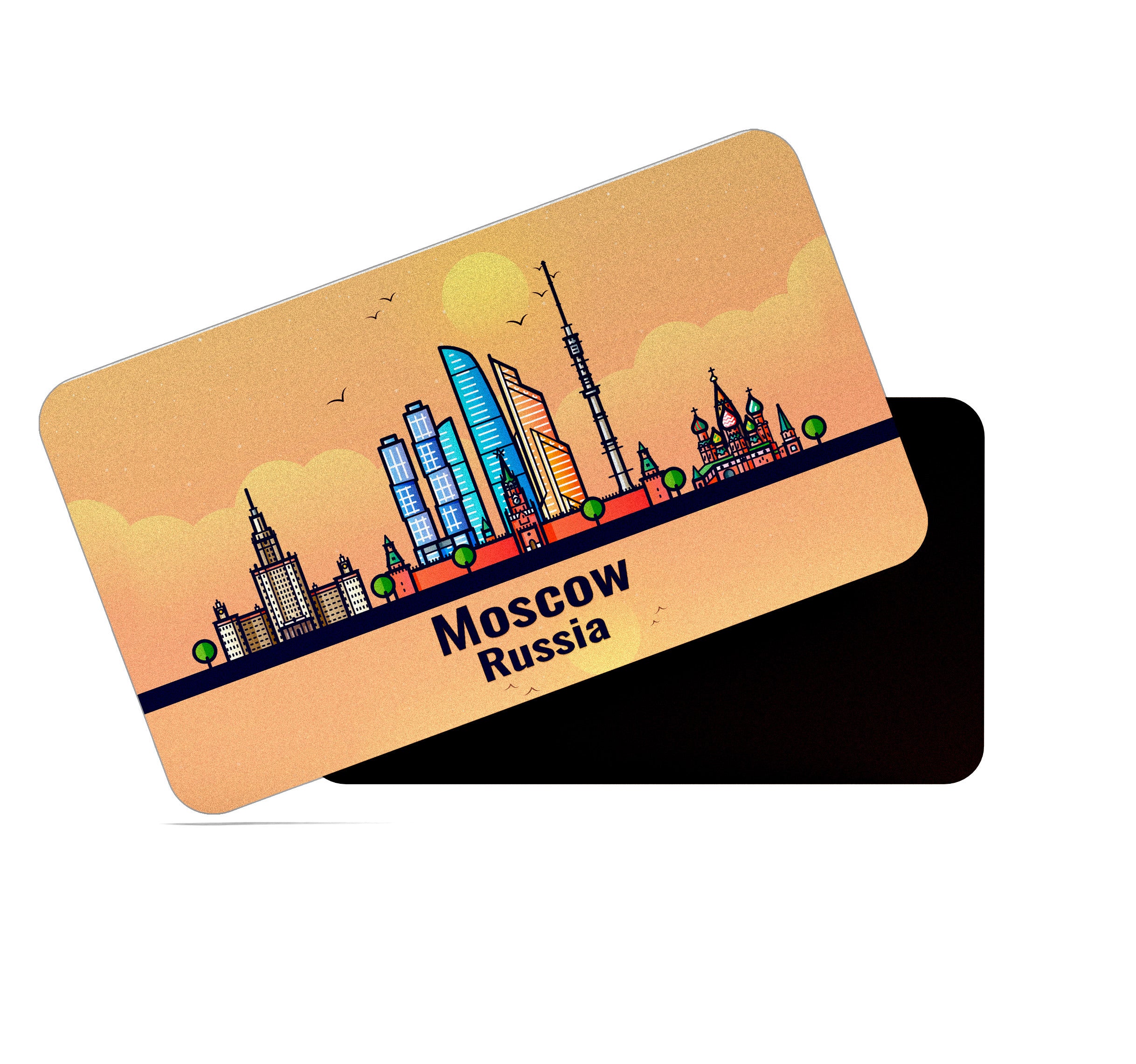 dhcrafts Rectangular Fridge Magnet Orange Russia Moscow Design Pack of 1 (8.6cm x 5.4cm)