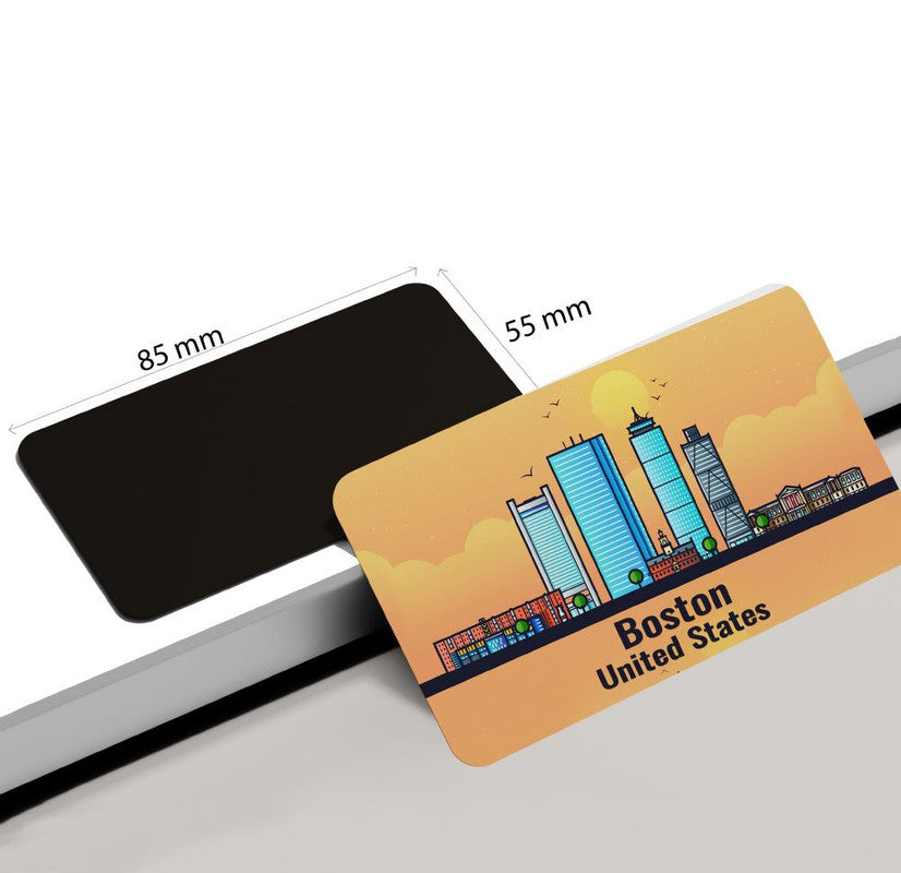 dhcrafts Rectangular Rubber Fridge Magnet / Magnetic Card Orange United States Boston Design Pack of 1 (8.6cm x 5.4cm)
