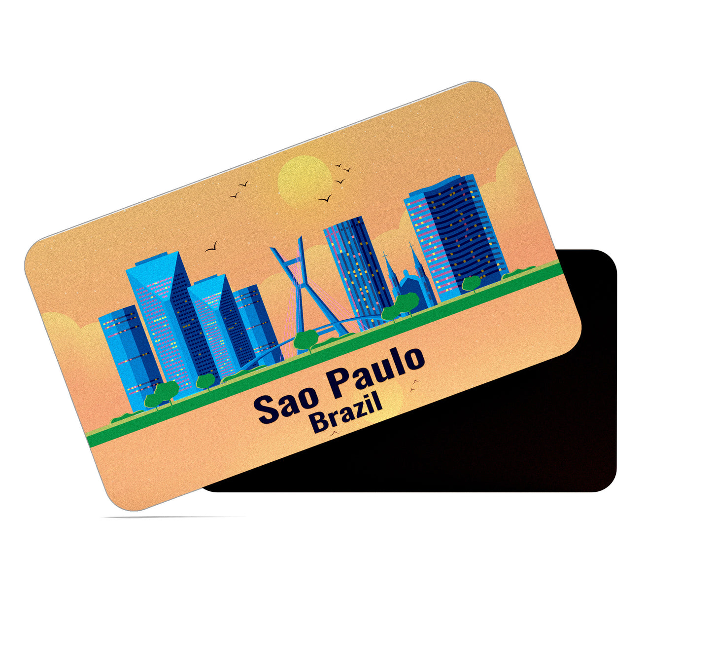dhcrafts Rectangular Fridge Magnet Orange Brazil Sao Paulo Design Pack of 1 (8.6cm x 5.4cm)
