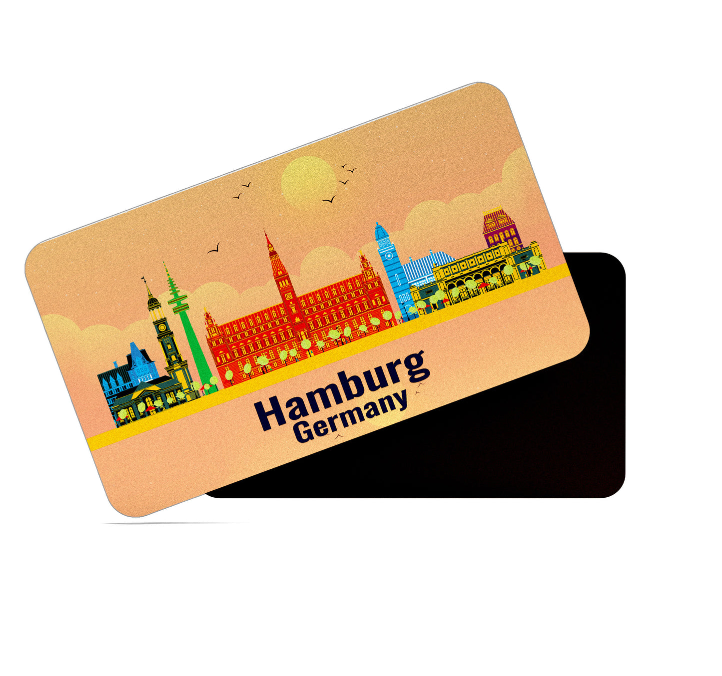 dhcrafts Rectangular Fridge Magnet Orange Germany Hamburg Design Pack of 1 (8.6cm x 5.4cm)