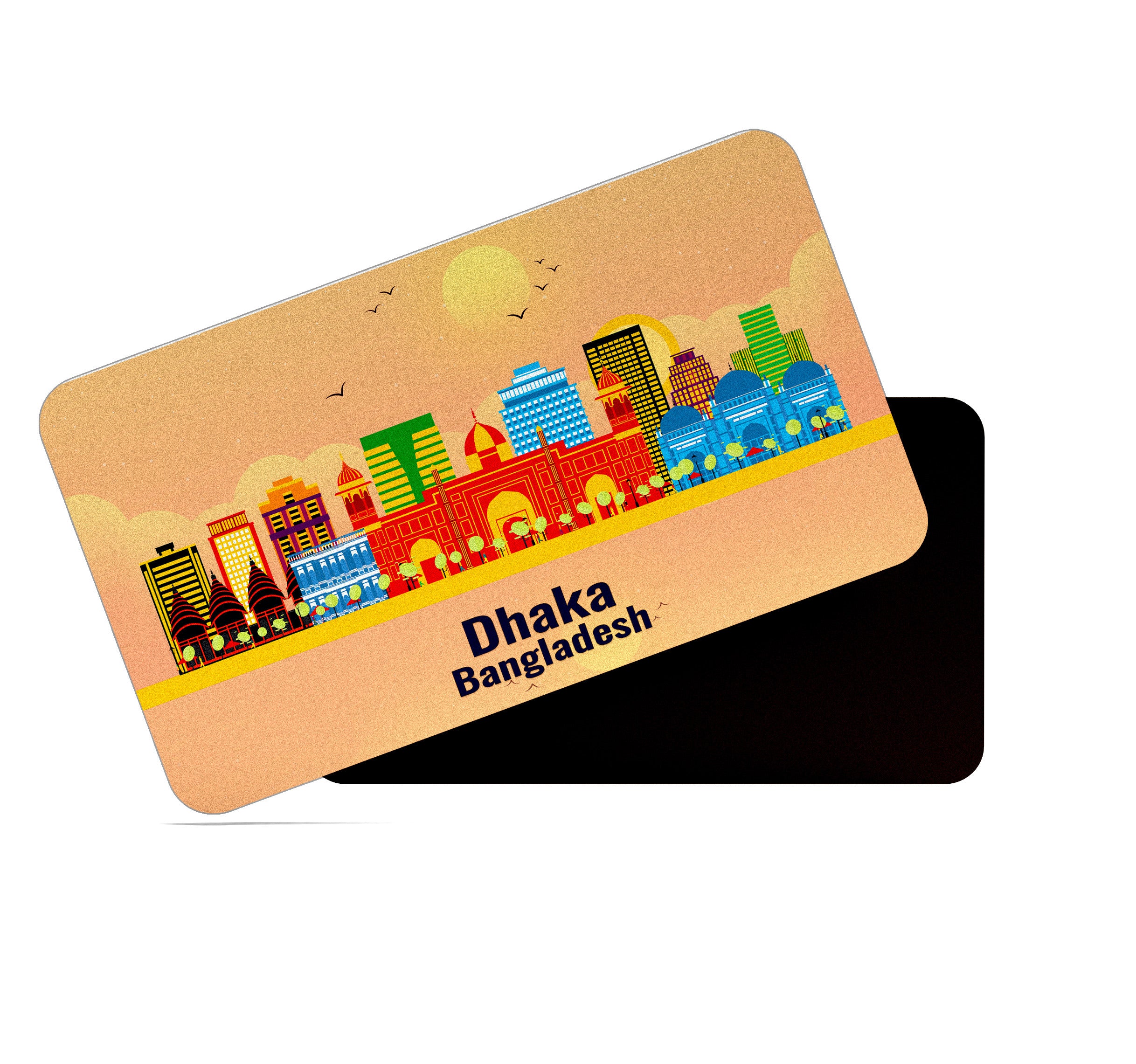 dhcrafts Rectangular Fridge Magnet Orange Bangladesh Dhaka Design Pack of 1 (8.6cm x 5.4cm)