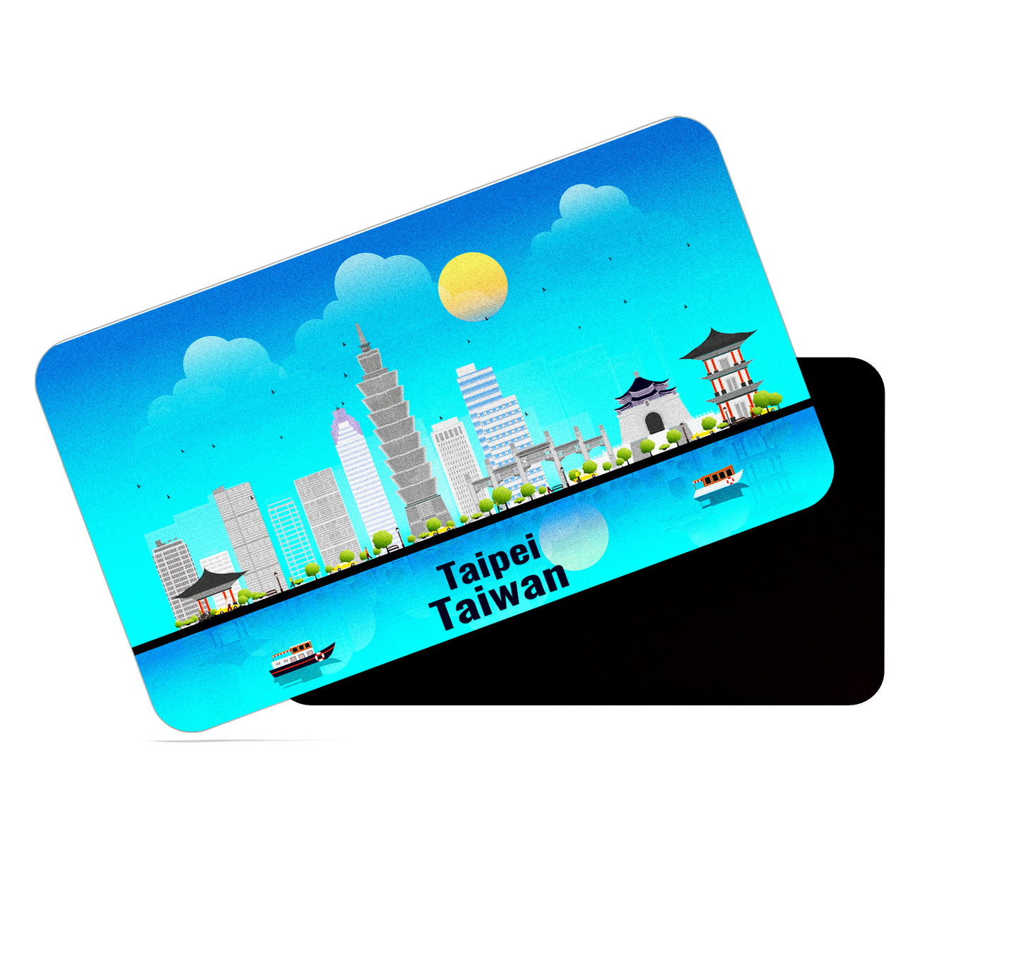 dhcrafts Rectangular Fridge Magnet Blue Taiwan Taipei Design Pack of 1 (8.6cm x 5.4cm)