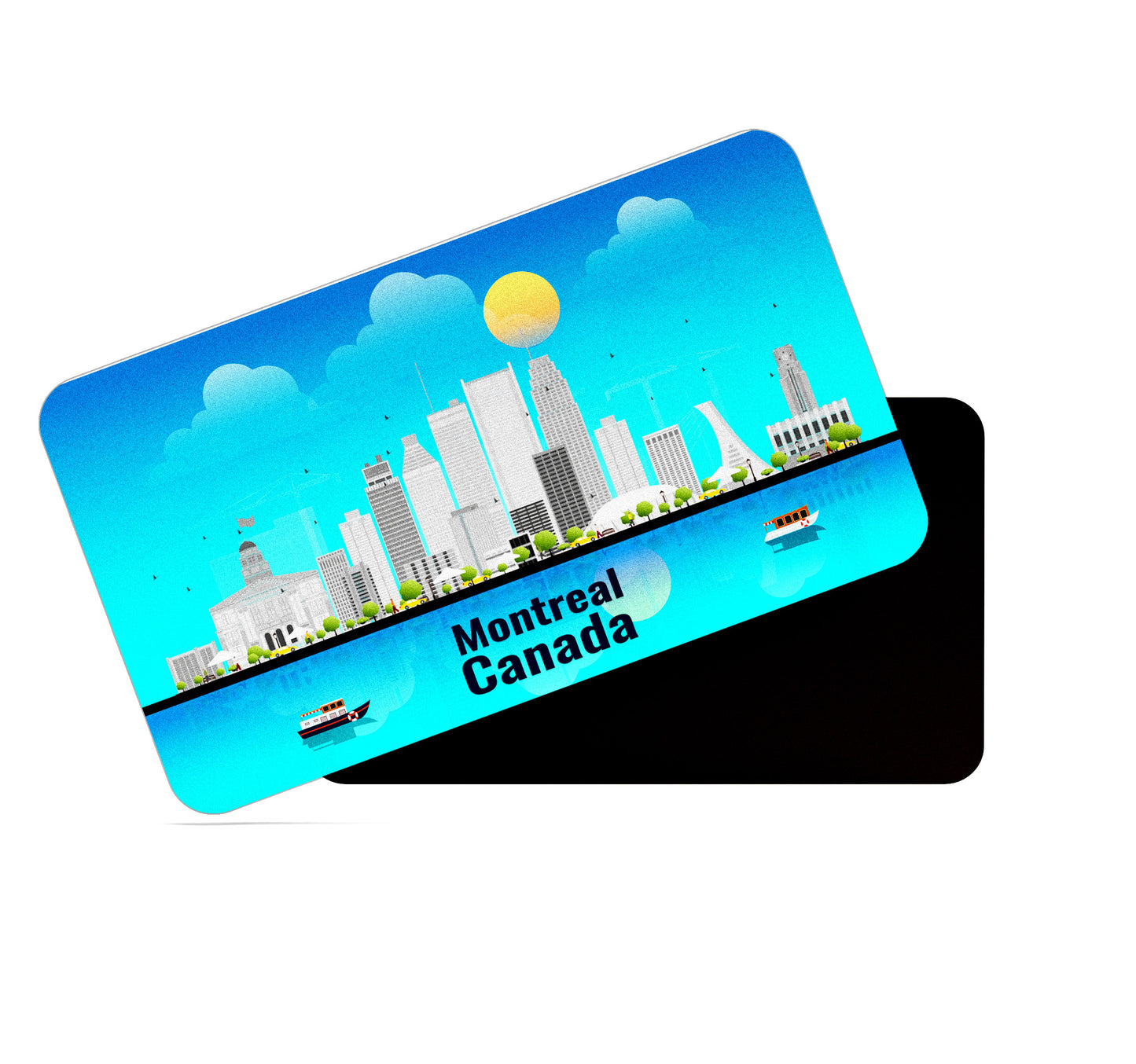 dhcrafts Rectangular Fridge Magnet Blue Canada Montreal Design Pack of 1 (8.6cm x 5.4cm)