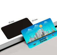 dhcrafts Rectangular Rubber Fridge Magnet / Magnetic Card Blue Canada Montreal Design Pack of 1 (8.6cm x 5.4cm)