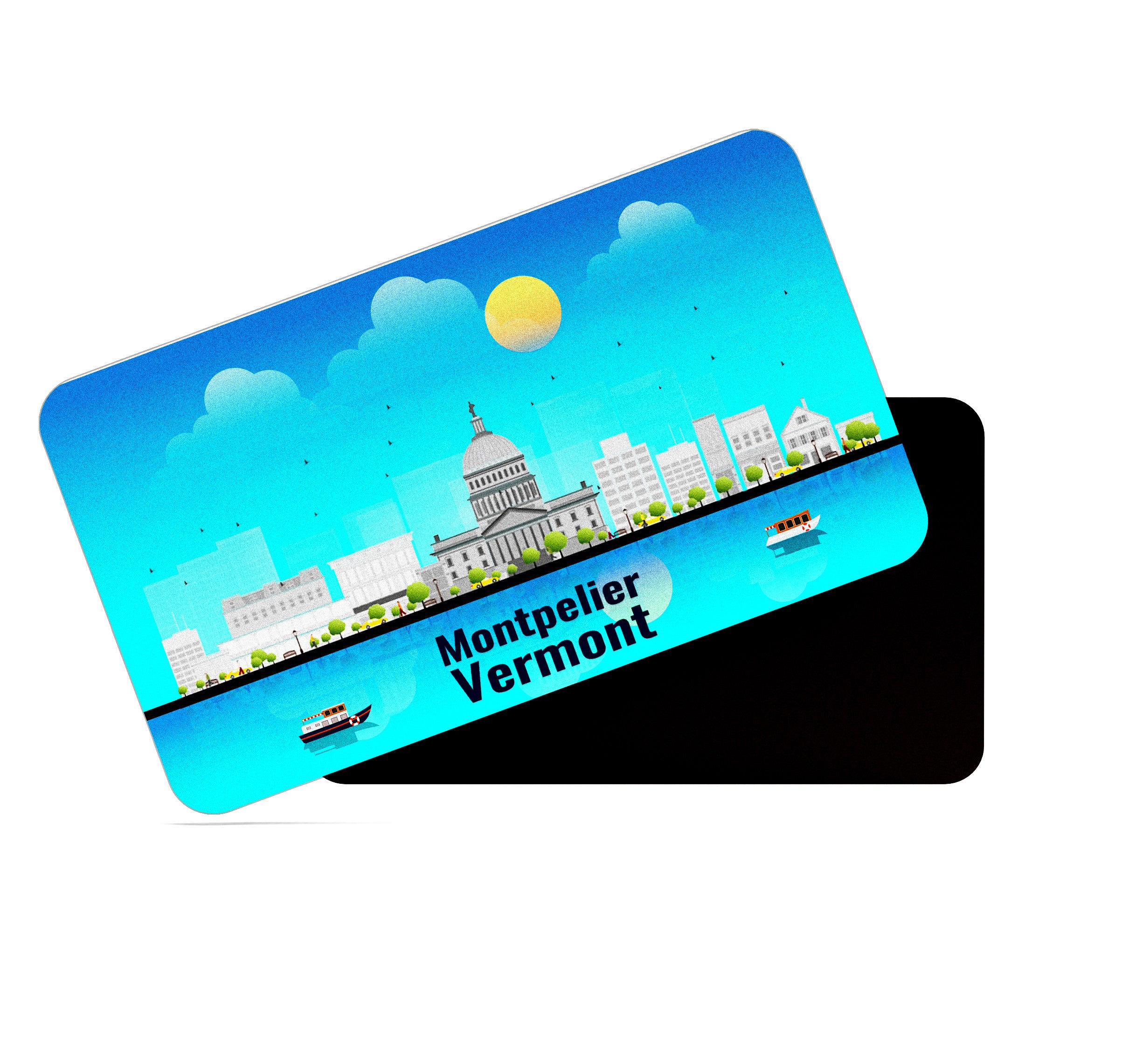 dhcrafts Rectangular Fridge Magnet Blue Vermont Montpelier Design Pack of 1 (8.6cm x 5.4cm)
