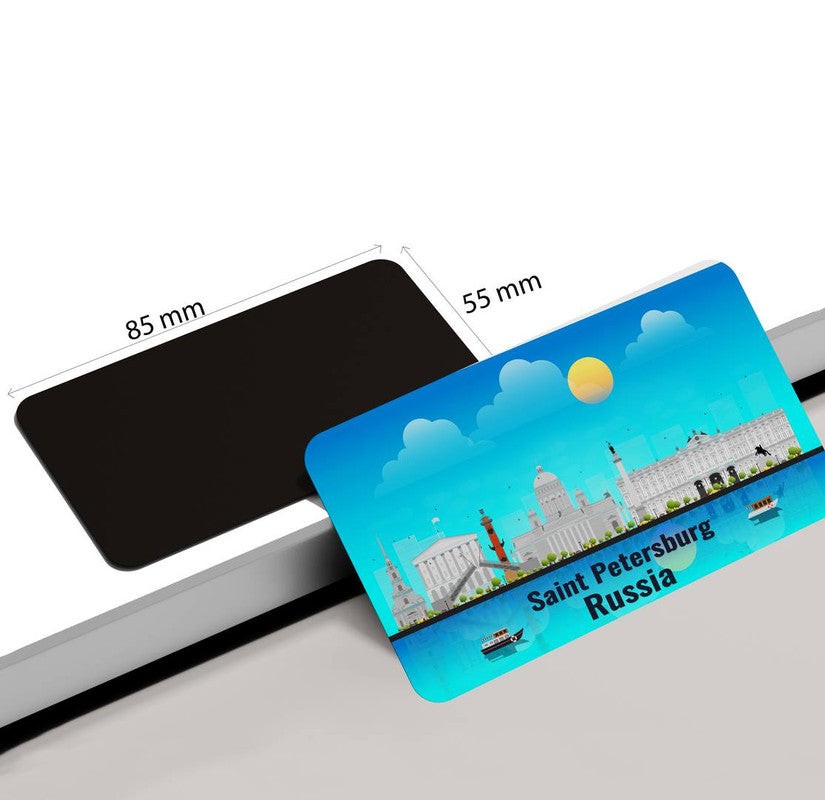 dhcrafts Rectangular Rubber Fridge Magnet / Magnetic Card Blue Russia Saint Petersburg Design Pack of 1 (8.6cm x 5.4cm)