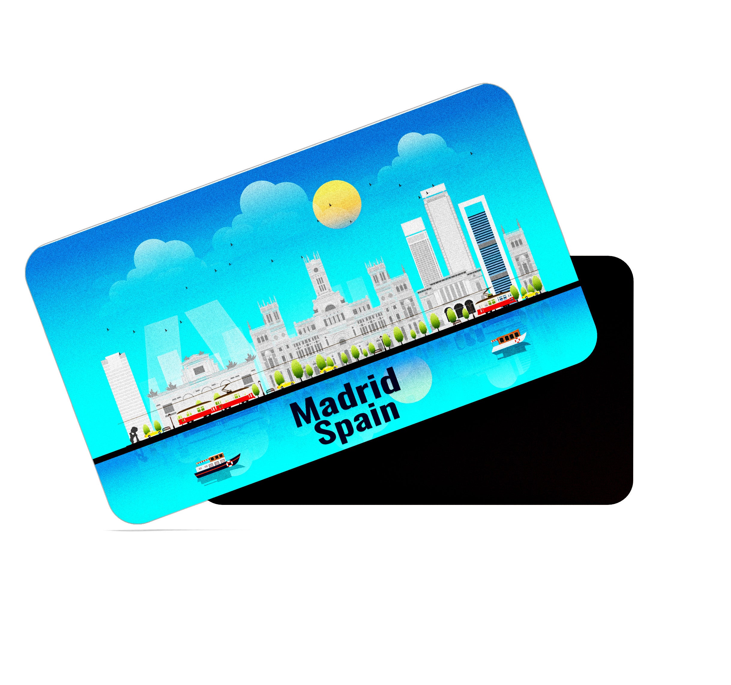 dhcrafts Rectangular Fridge Magnet Blue Spain Madrid Design Pack of 1 (8.6cm x 5.4cm)