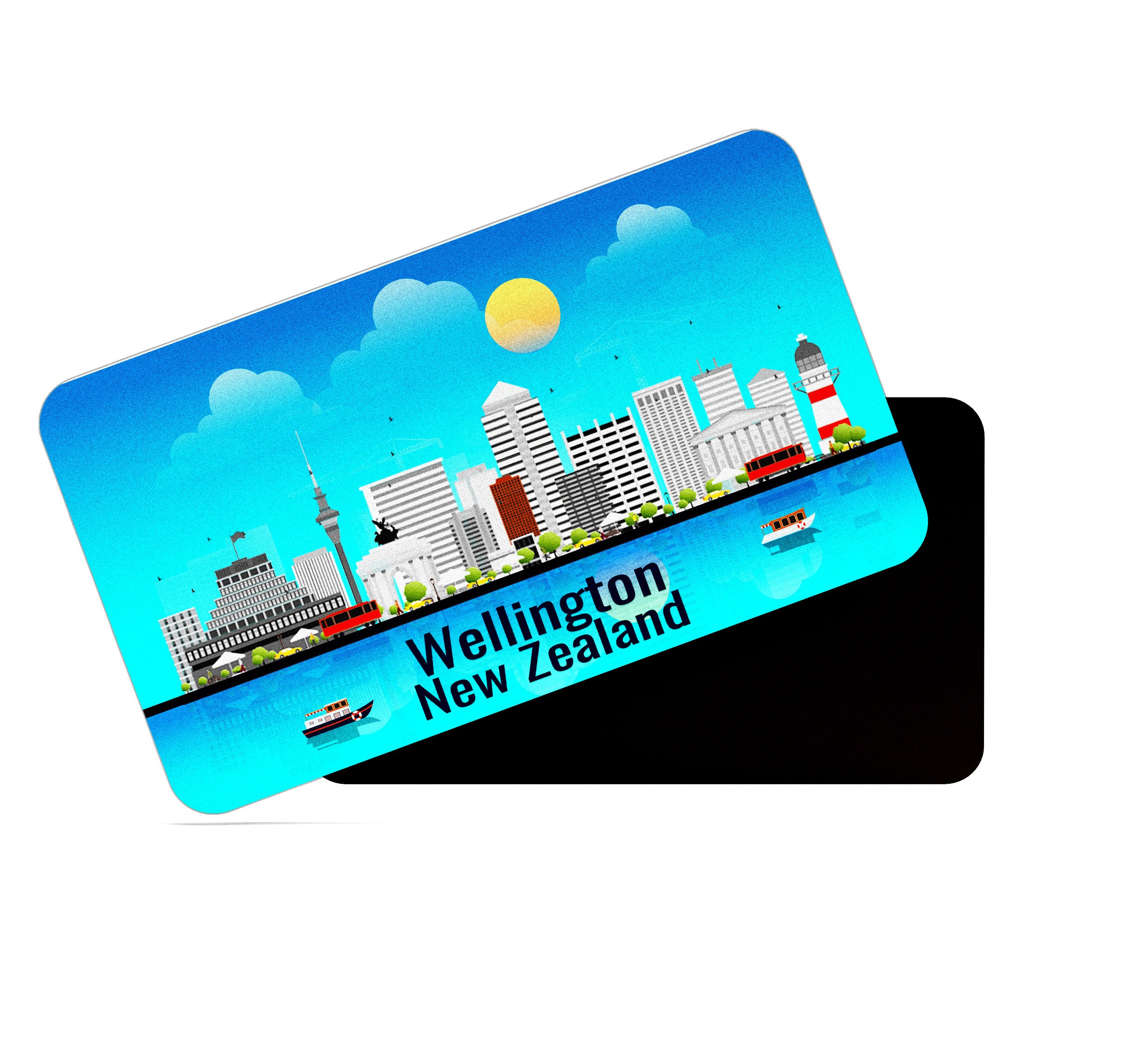 dhcrafts Rectangular Fridge Magnet Blue New Zealand Wellington Design Pack of 1 (8.6cm x 5.4cm)
