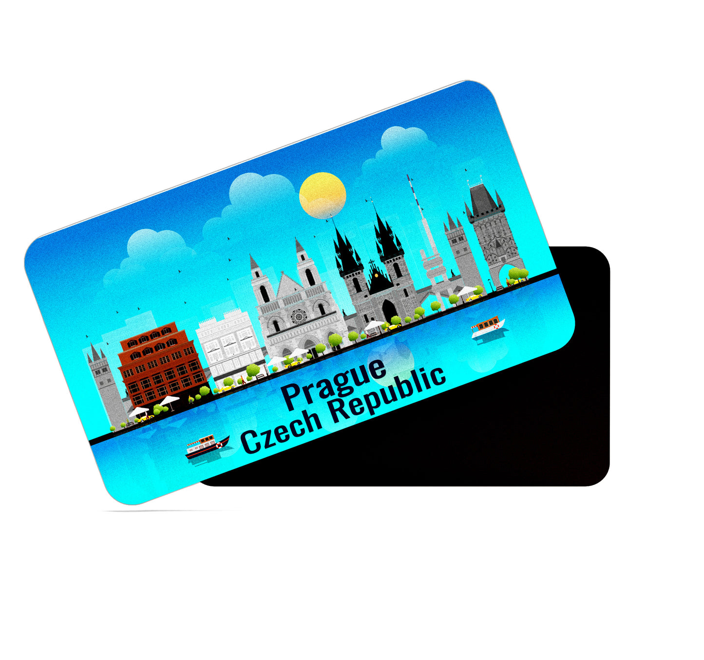 dhcrafts Rectangular Fridge Magnet Blue Czech Republic Prague Design Pack of 1 (8.6cm x 5.4cm)
