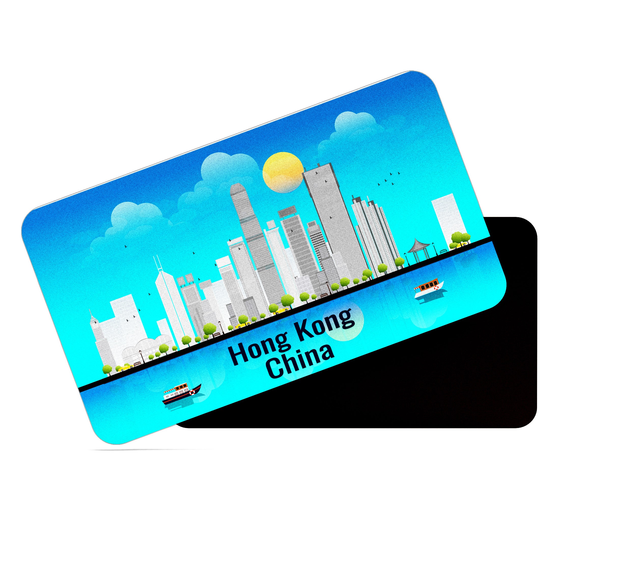 dhcrafts Rectangular Fridge Magnet Blue China Hong Kong Design Pack of 1 (8.6cm x 5.4cm)