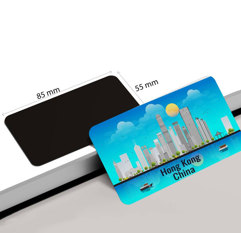 dhcrafts Rectangular Rubber Fridge Magnet / Magnetic Card Blue China Hong Kong Design Pack of 1 (8.6cm x 5.4cm)