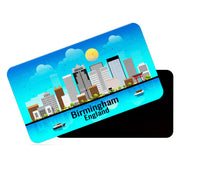 dhcrafts Rectangular Fridge Magnet Blue England Birmingham Design Pack of 1 (8.6cm x 5.4cm)