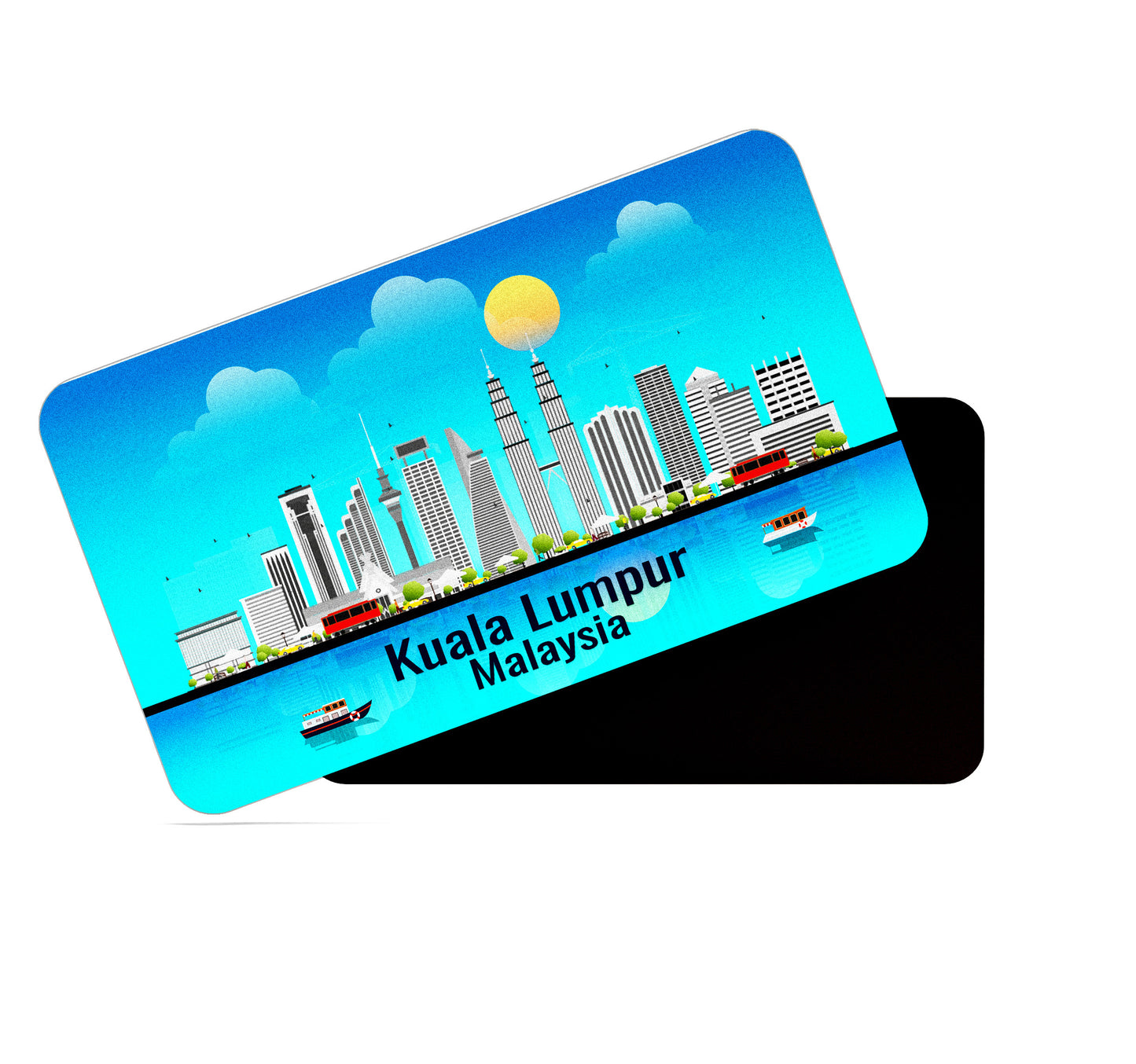dhcrafts Rectangular Fridge Magnet Blue Malaysia Kuala Lumpur Design Pack of 1 (8.6cm x 5.4cm)