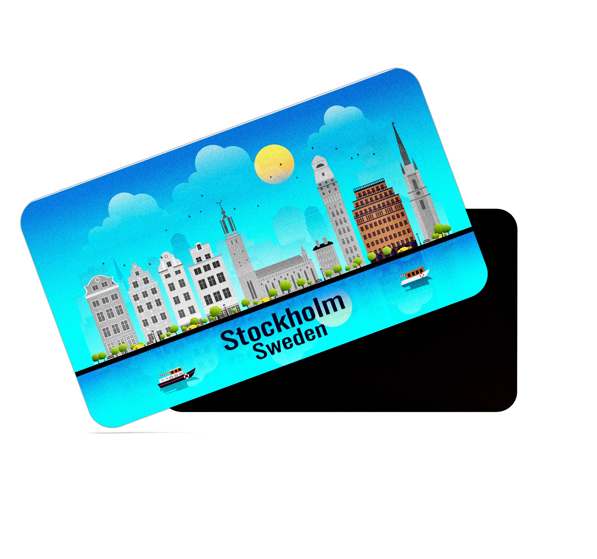 dhcrafts Rectangular Fridge Magnet Blue Sweden Stockholm Design Pack of 1 (8.6cm x 5.4cm)