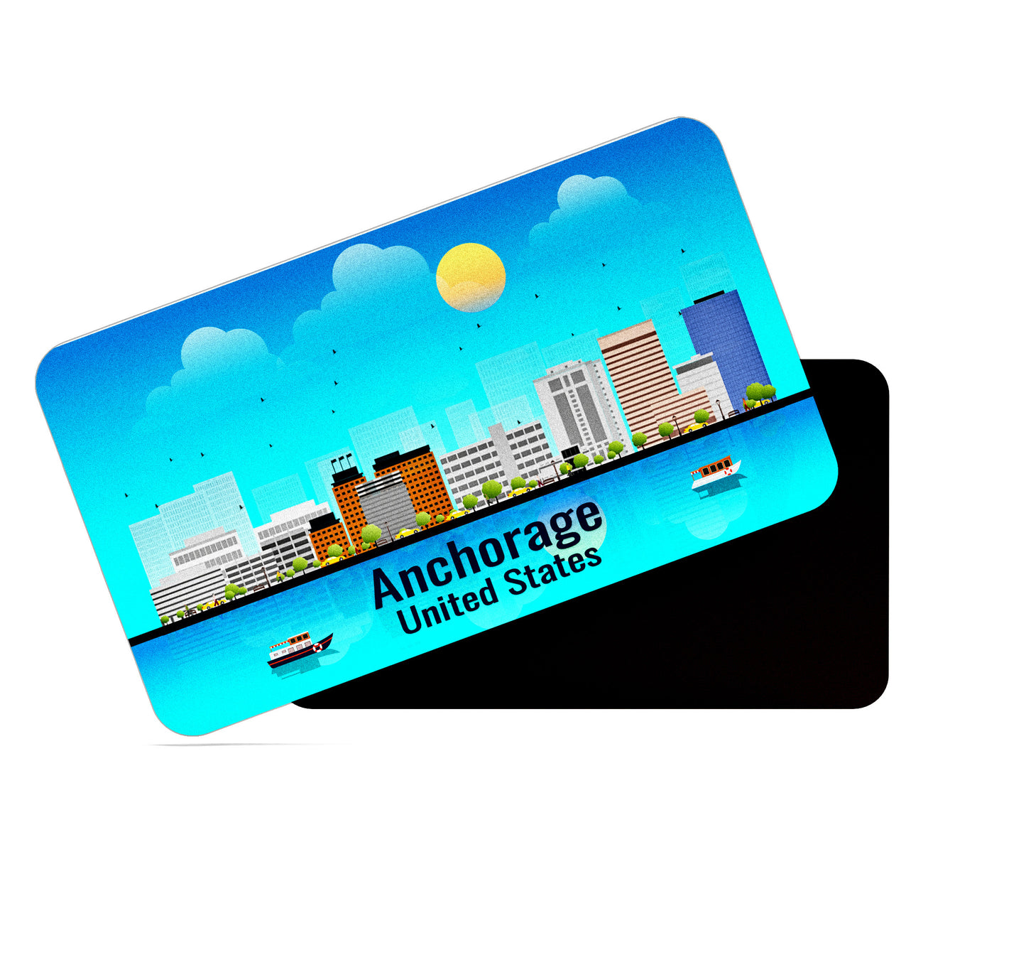 dhcrafts Rectangular Fridge Magnet Blue United States Anchorage Design Pack of 1 (8.6cm x 5.4cm)
