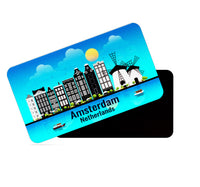 dhcrafts Rectangular Fridge Magnet Blue Netherlands Amsterdam Design Pack of 1 (8.6cm x 5.4cm)