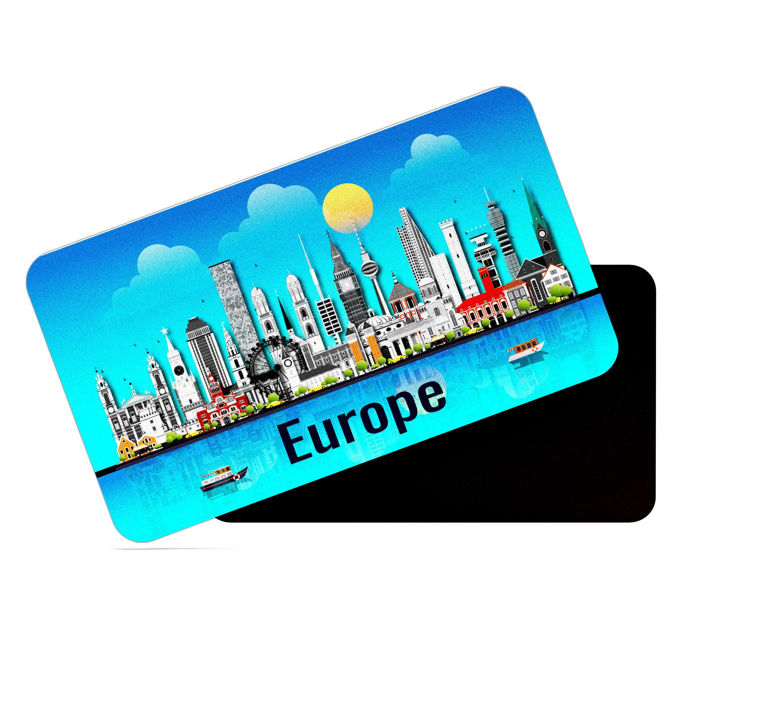 dhcrafts Rectangular Fridge Magnet Blue Europe Design Pack of 1 (8.6cm x 5.4cm)