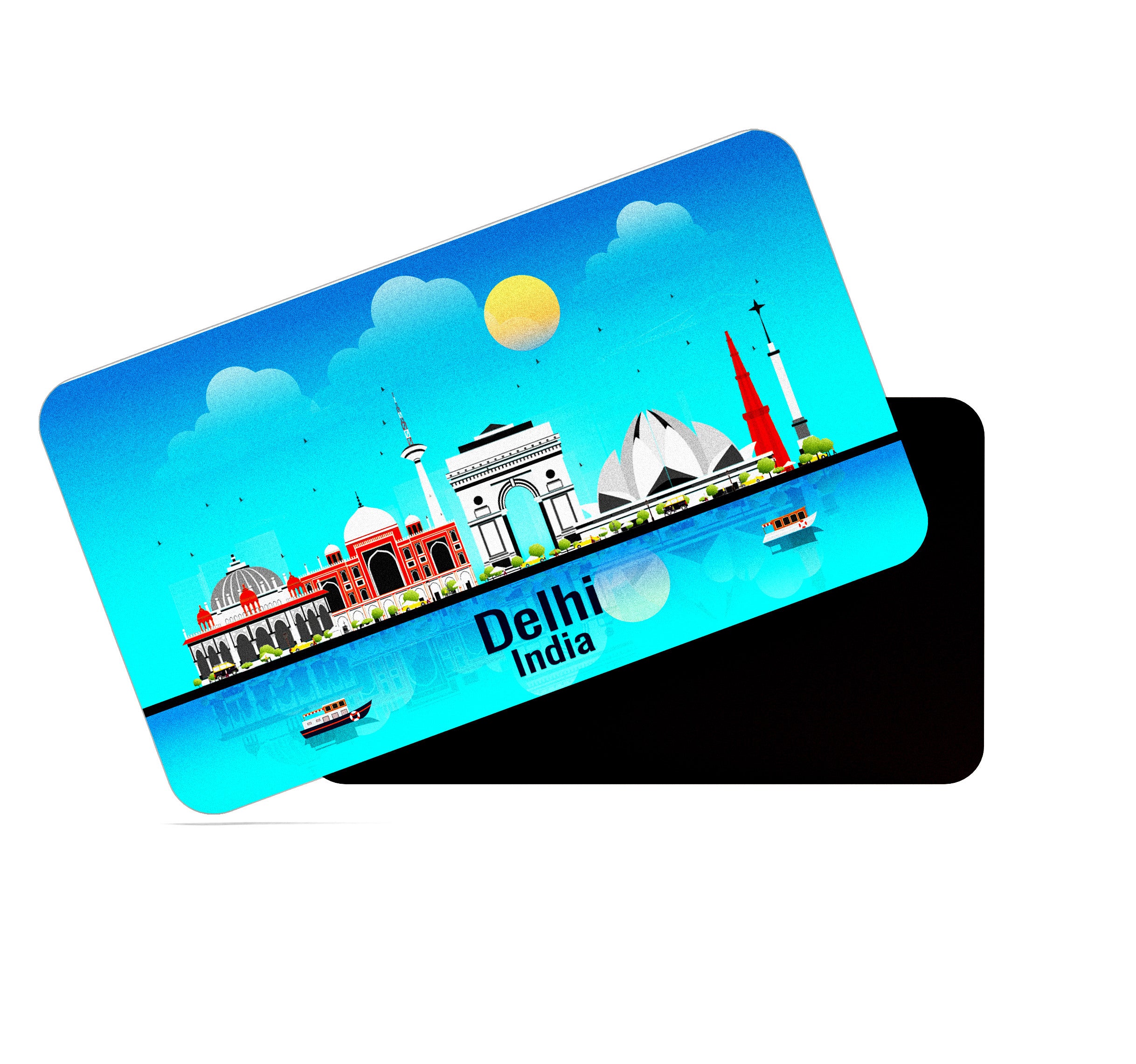 dhcrafts Rectangular Fridge Magnet Blue India Delhi Design Pack of 1 (8.6cm x 5.4cm)