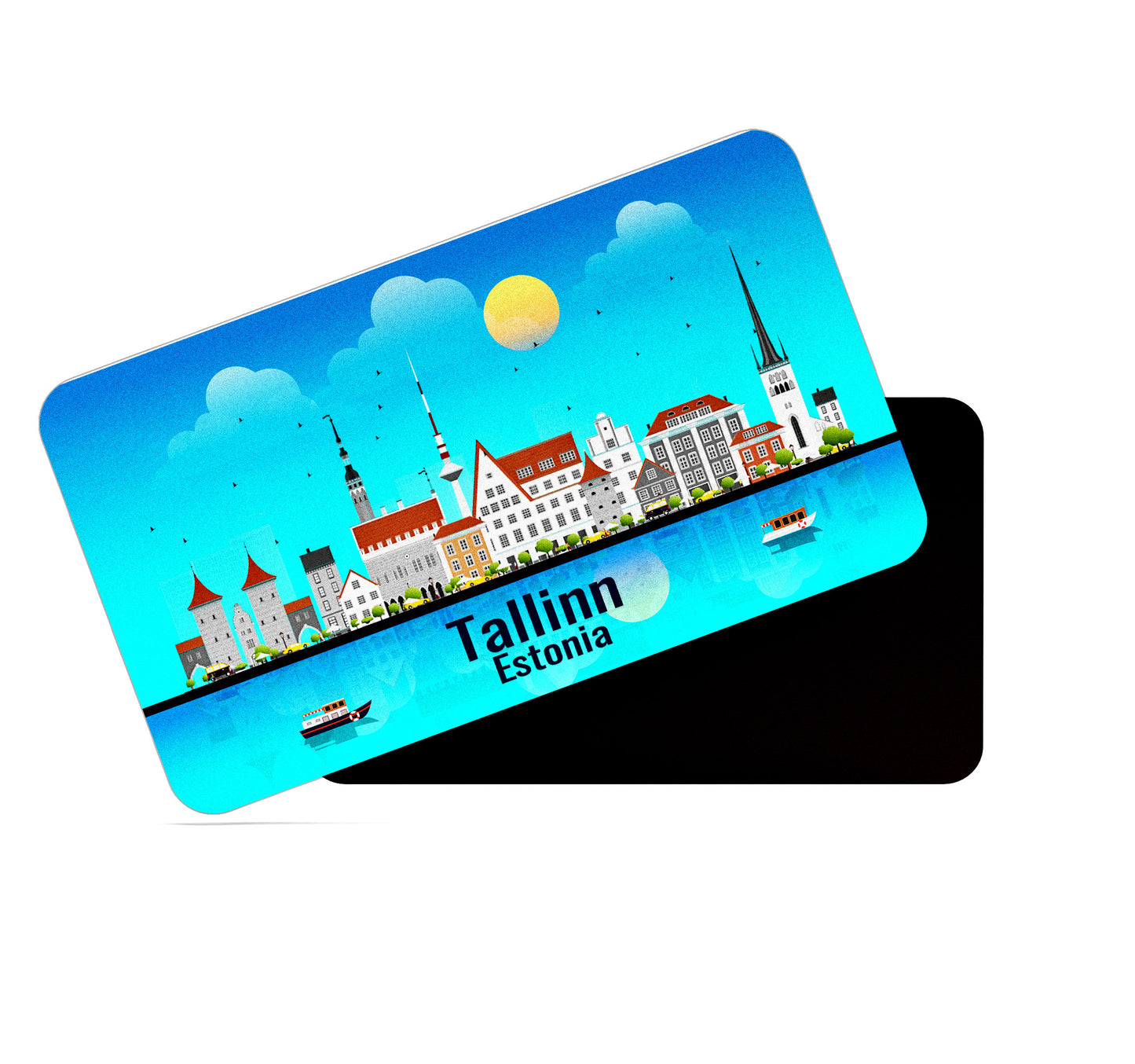 dhcrafts Rectangular Fridge Magnet Blue Estonia Tallinn Design Pack of 1 (8.6cm x 5.4cm)