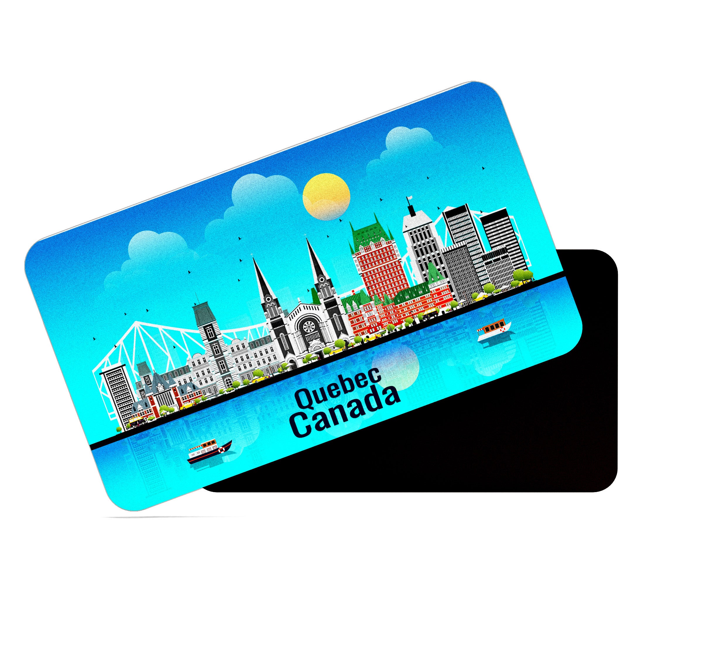 dhcrafts Rectangular Fridge Magnet Blue Canada Quebec Design Pack of 1 (8.6cm x 5.4cm)