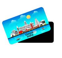 dhcrafts Rectangular Fridge Magnet Blue India Chennai Design Pack of 1 (8.6cm x 5.4cm)