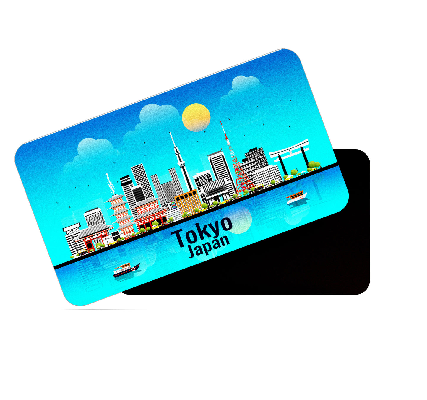 dhcrafts Rectangular Fridge Magnet Blue Japan Tokyo Design Pack of 1 (8.6cm x 5.4cm)