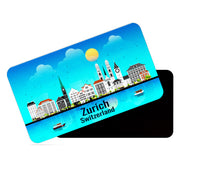 dhcrafts Rectangular Fridge Magnet Blue Switzerland Zurich Design Pack of 1 (8.6cm x 5.4cm)