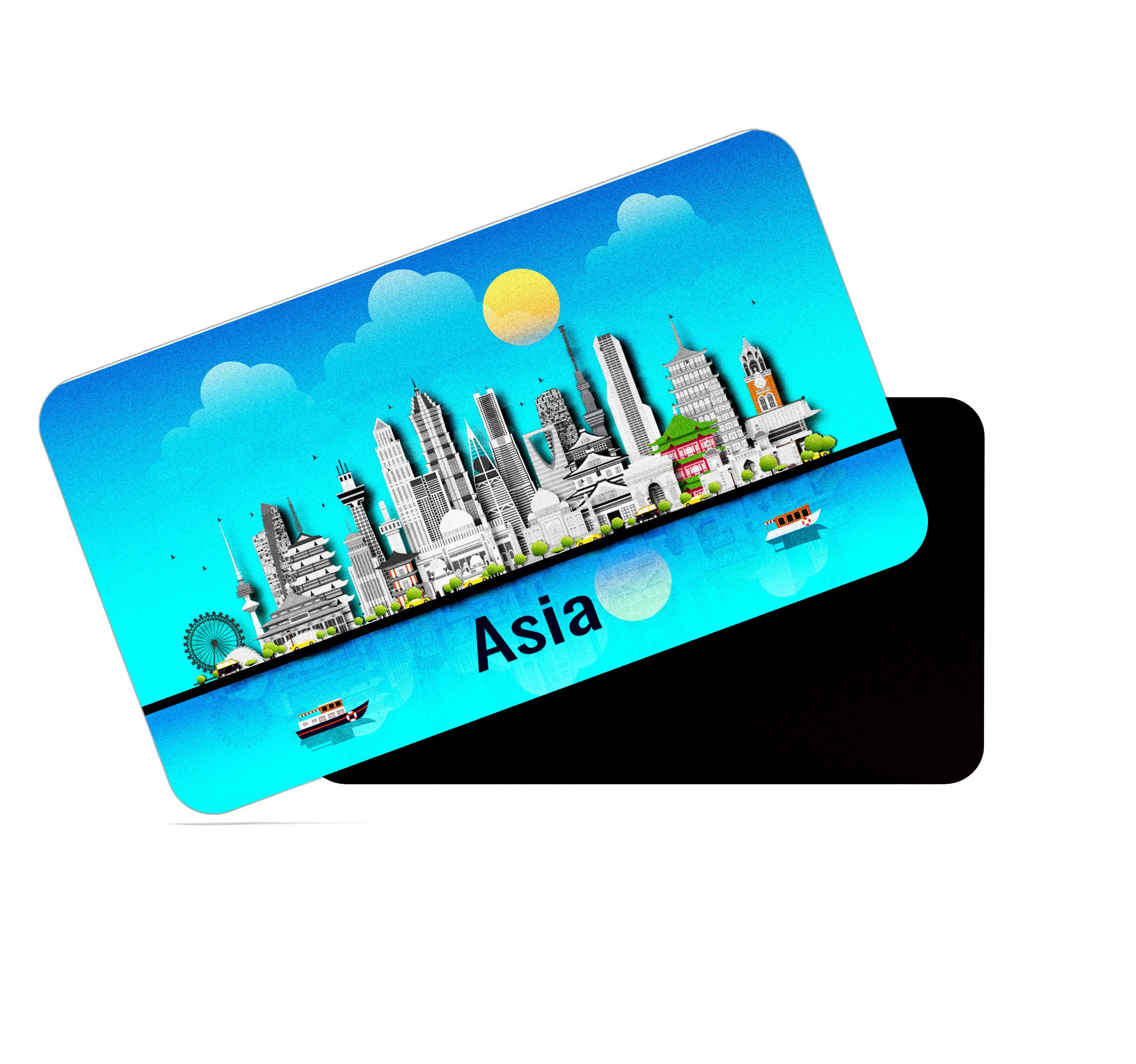 dhcrafts Rectangular Fridge Magnet Blue Asia Design Pack of 1 (8.6cm x 5.4cm)