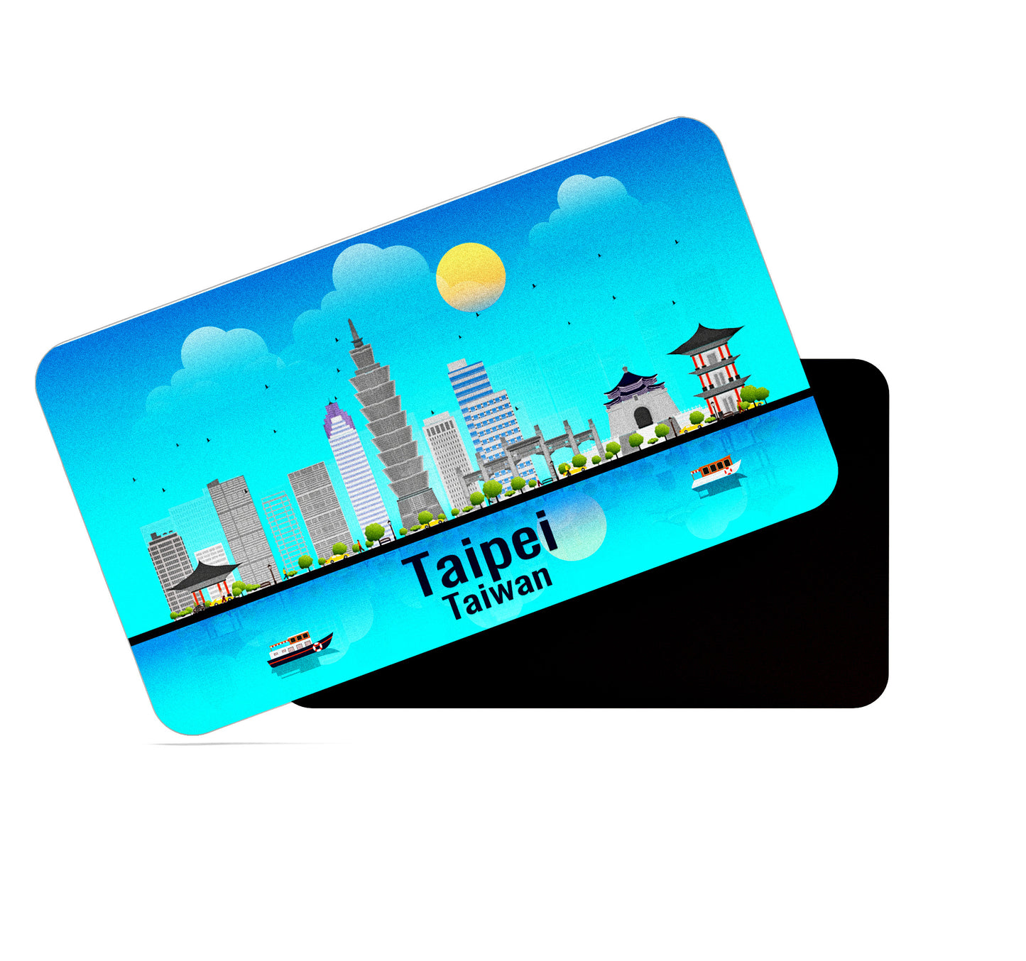 dhcrafts Rectangular Fridge Magnet Blue Taiwan Taipei Design Pack of 1 (8.6cm x 5.4cm)
