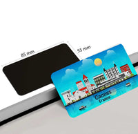 dhcrafts Rectangular Rubber Fridge Magnet / Magnetic Card Blue France Cannes Design Pack of 1 (8.6cm x 5.4cm)