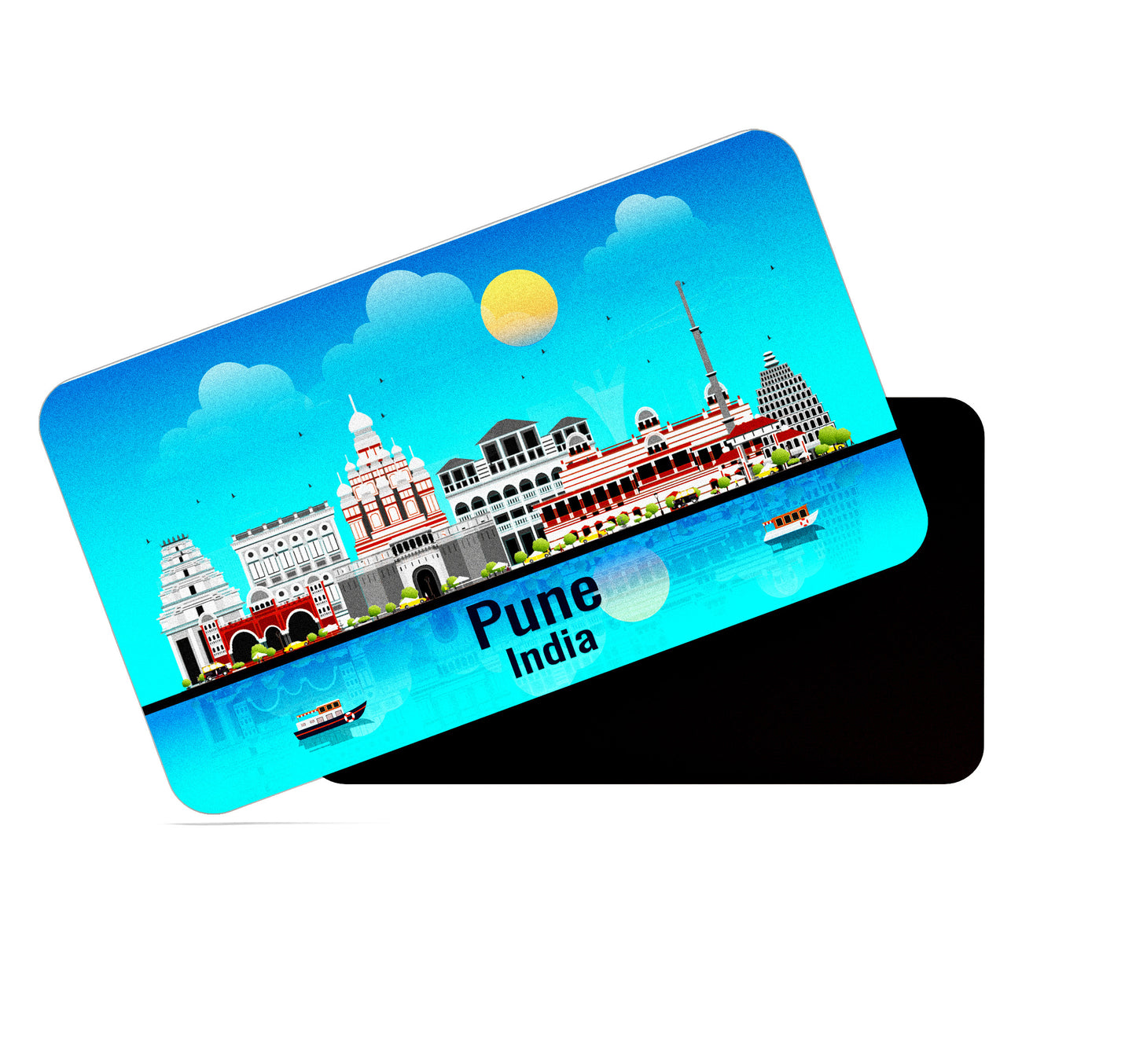 dhcrafts Rectangular Fridge Magnet Blue India Pune Design Pack of 1 (8.6cm x 5.4cm)