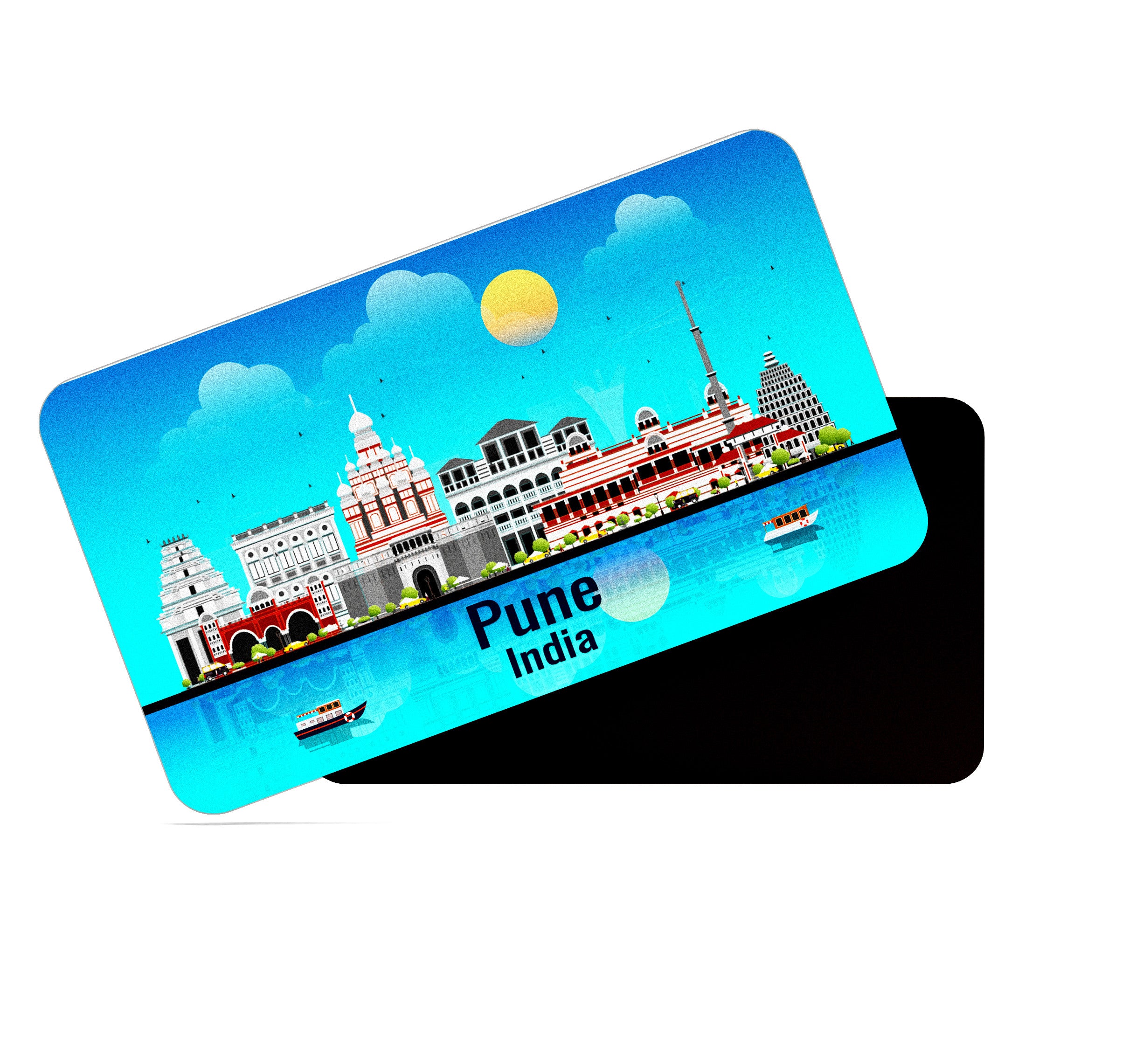 dhcrafts Rectangular Fridge Magnet Blue India Pune Design Pack of 1 (8.6cm x 5.4cm)