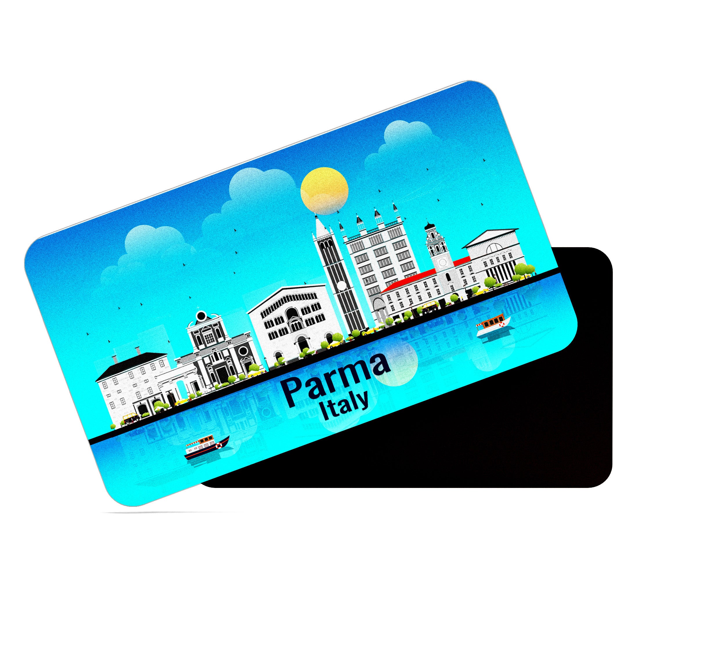 dhcrafts Rectangular Fridge Magnet Blue Italy Parma Design Pack of 1 (8.6cm x 5.4cm)