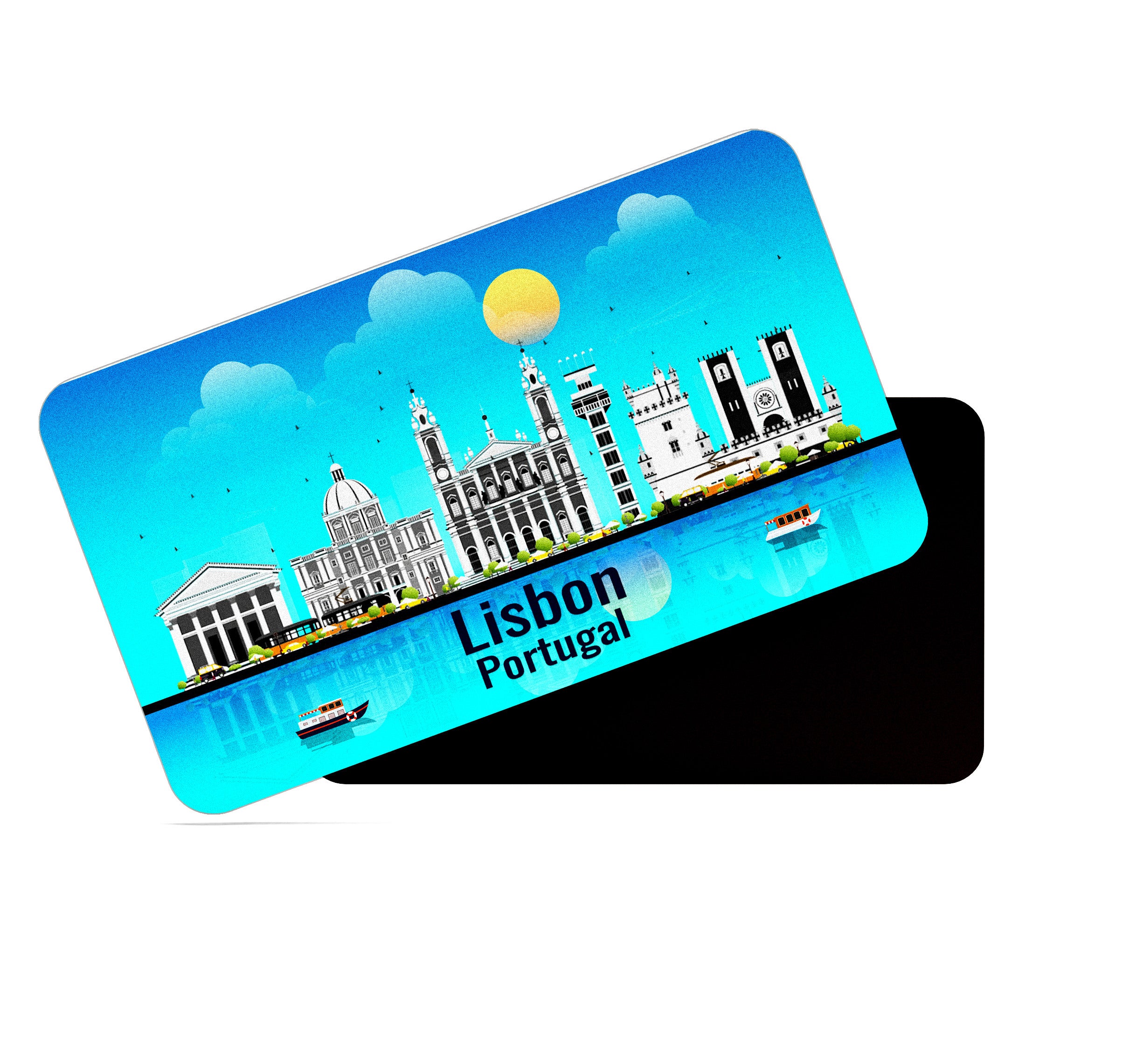 dhcrafts Rectangular Fridge Magnet Blue Portugal Lisbon Design Pack of 1 (8.6cm x 5.4cm)