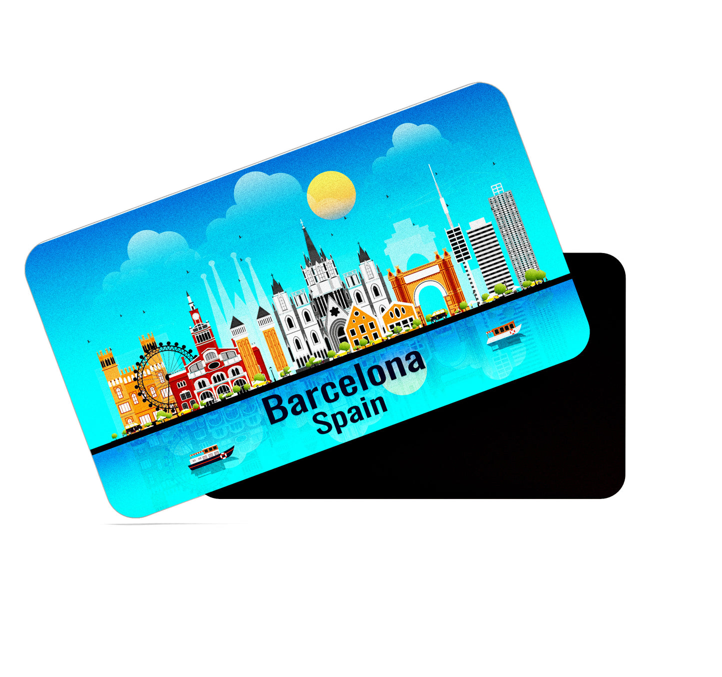 dhcrafts Rectangular Fridge Magnet Blue Spain Barcelona Design Pack of 1 (8.6cm x 5.4cm)