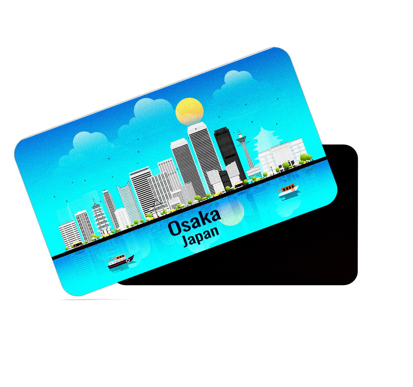 dhcrafts Rectangular Fridge Magnet Blue Japan Osaka Design Pack of 1 (8.6cm x 5.4cm)