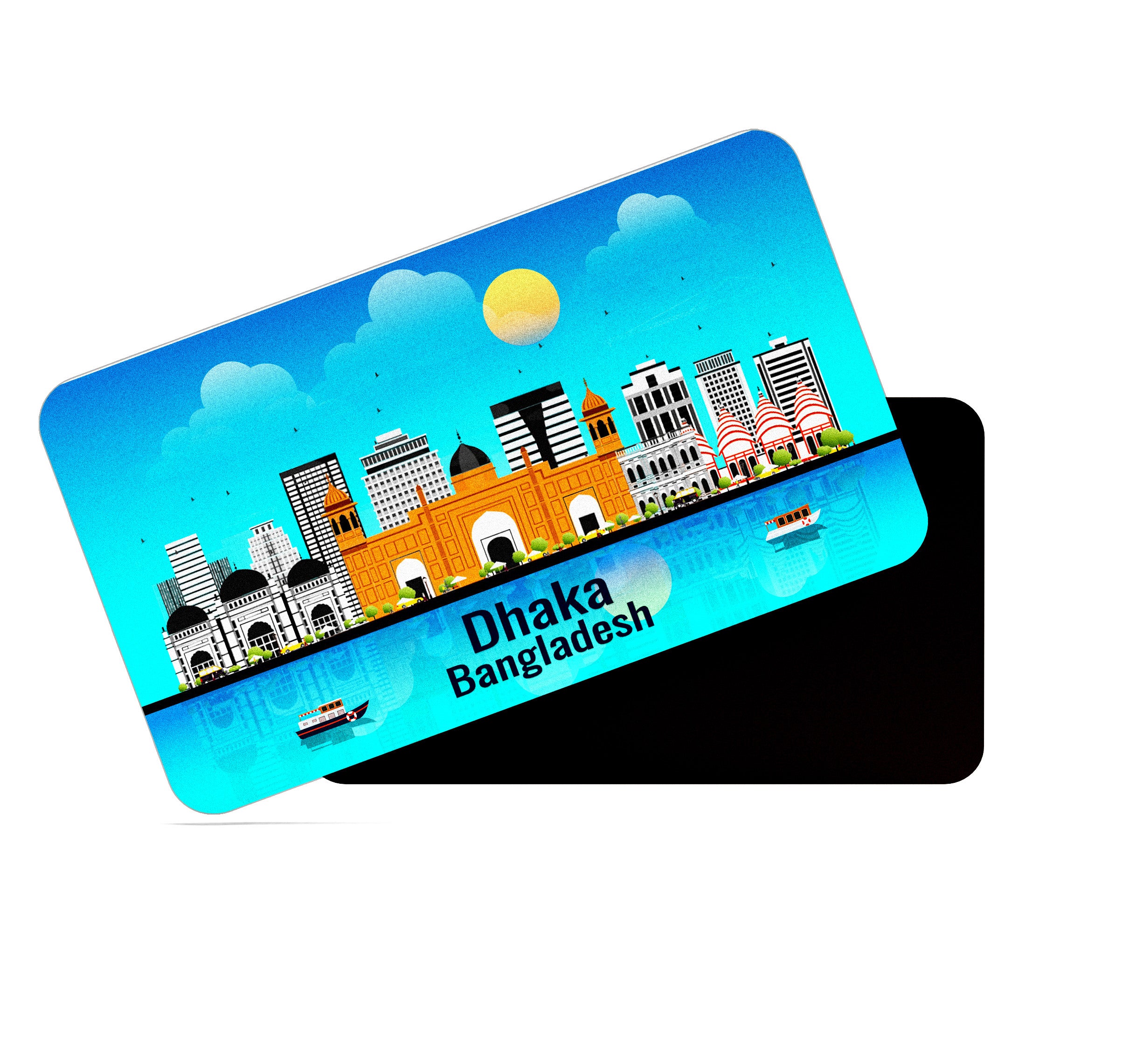 dhcrafts Rectangular Fridge Magnet Blue Bangladesh Dhaka Design Pack of 1 (8.6cm x 5.4cm)