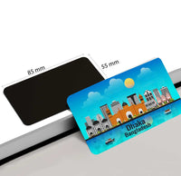 dhcrafts Rectangular Rubber Fridge Magnet / Magnetic Card Blue Bangladesh Dhaka Design Pack of 1 (8.6cm x 5.4cm)