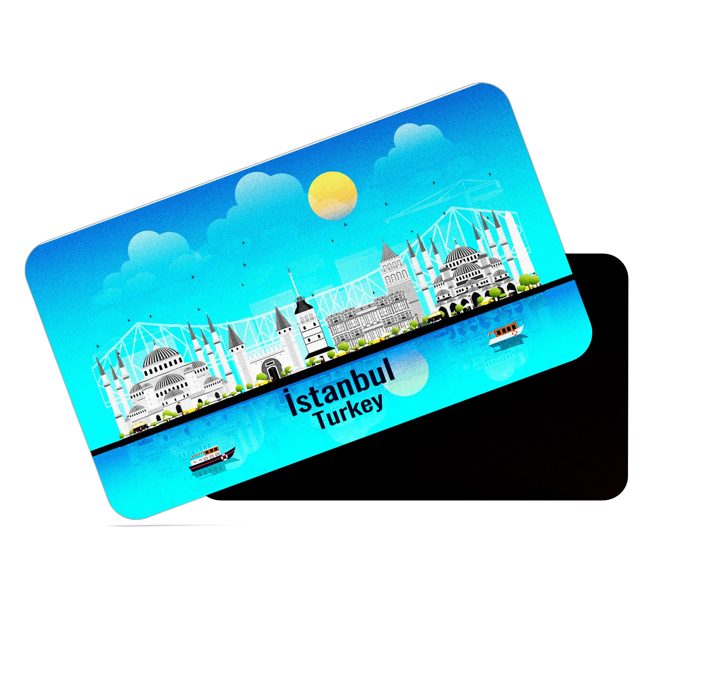 dhcrafts Rectangular Fridge Magnet Blue Turkey Istanbul Design Pack of 1 (8.6cm x 5.4cm)