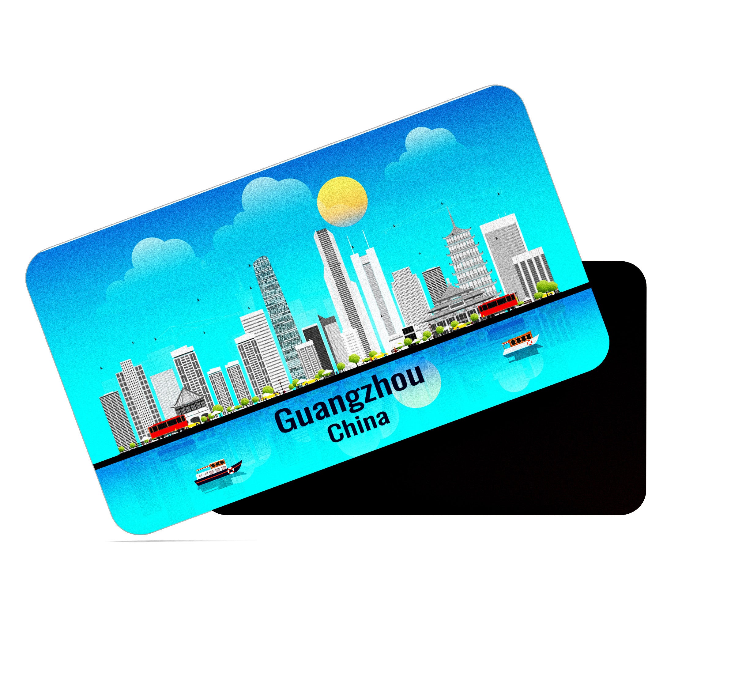 dhcrafts Rectangular Fridge Magnet Blue China Guangzhou Design Pack of 1 (8.6cm x 5.4cm)